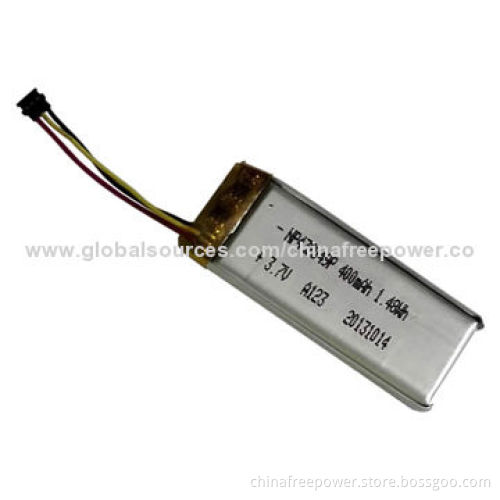 400mAh Lithium Polymer Batteries, 3.7V Nominal Voltage